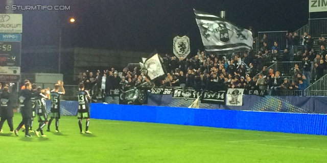 Austria Lustenau - Sturm Graz
OEFB Cup, Achtelfinale, Austria Lustenau - SK Sturm Graz, Reichshofstadion Lustenau, 30.10.2013. 

Foto zeigt die Mannschaft von Sturm und Fans von Sturm
