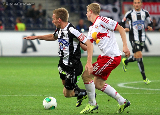 Salzburg - Sturm Graz
Oesterreichische Fussball Bundesliga, 14. Runde, FC RB Salzburg - SK Sturm Graz, Stadion Wals-Siezenheim, 02.11.2013. 

Foto zeigt Robert Beric (Sturm) und Martin Hinteregger (Salzburg)
Schlüsselwörter: foul