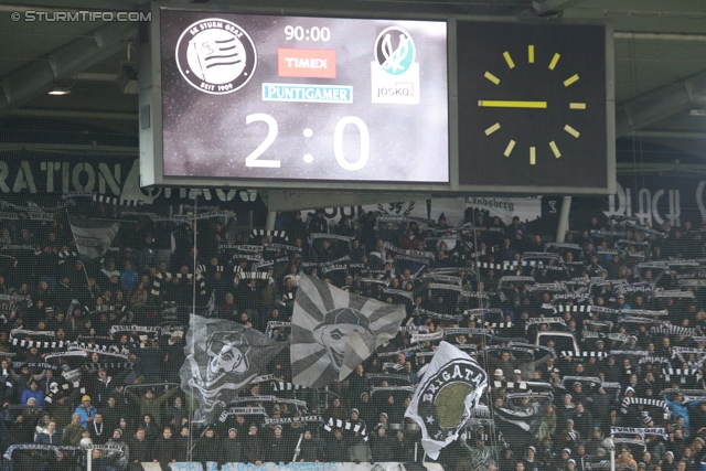 Sturm Graz - Ried
Oesterreichische Fussball Bundesliga, 15. Runde, SK Sturm Graz - SV Ried, Stadion Liebenau Graz, 27.11.2013. 

Foto zeigt Fans von Sturm und die Anzeigetafel
