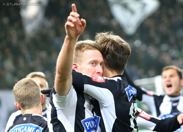 Sturm Graz - Ried
Oesterreichische Fussball Bundesliga, 15. Runde, SK Sturm Graz - SV Ried, Stadion Liebenau Graz, 27.11.2013. 

Foto zeigt Robert Beric (Sturm)
Schlüsselwörter: torjubel