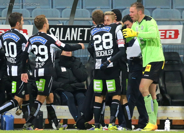 Sturm Graz - Ried
Oesterreichische Fussball Bundesliga, 15. Runde, SK Sturm Graz - SV Ried, Stadion Liebenau Graz, 27.11.2013. 

Foto zeigt Anel Hadzic (Sturm), Philipp Huetter (Sturm), Daniel Beichler (Sturm), Patrick Wolf (Sturm) und Benedikt Pliquett (Sturm)
Schlüsselwörter: torjubel