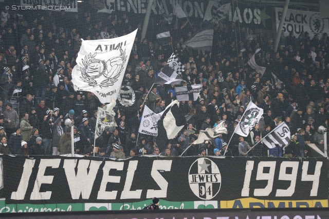 Sturm Graz - Wr. Neustadt
Oesterreichische Fussball Bundesliga, 17. Runde, SK Sturm Graz - SC Wiener Neustadt, Stadion Liebenau Graz, 30.11.2013. 

Foto zeigt Fans von Sturm
