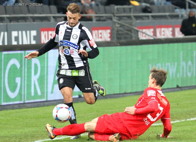 Sturm Graz - Wr. Neustadt
Oesterreichische Fussball Bundesliga, 17. Runde, SK Sturm Graz - SC Wiener Neustadt, Stadion Liebenau Graz, 30.11.2013. 

Foto zeigt Philipp Huetter (Sturm) und Stefan Stangl (Wr. Neustadt)
