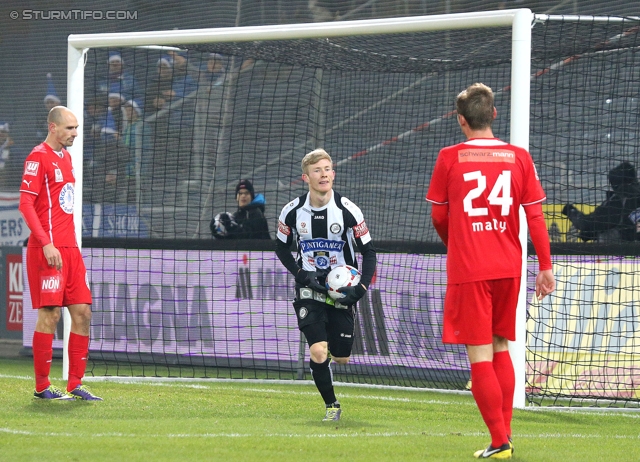 Sturm Graz - Wr. Neustadt
Oesterreichische Fussball Bundesliga, 17. Runde, SK Sturm Graz - SC Wiener Neustadt, Stadion Liebenau Graz, 30.11.2013. 

Foto zeigt Florian Kainz (Sturm) und Remo Mally (Wr. Neustadt)
Schlüsselwörter: tor