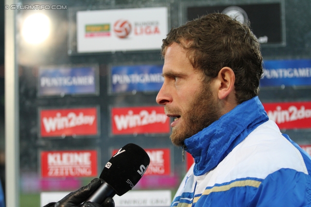 Sturm Graz - Wr. Neustadt
Oesterreichische Fussball Bundesliga, 17. Runde, SK Sturm Graz - SC Wiener Neustadt, Stadion Liebenau Graz, 30.11.2013. 

Foto zeigt Juergen Saeumel (Wr. Neustadt) beim Interview
