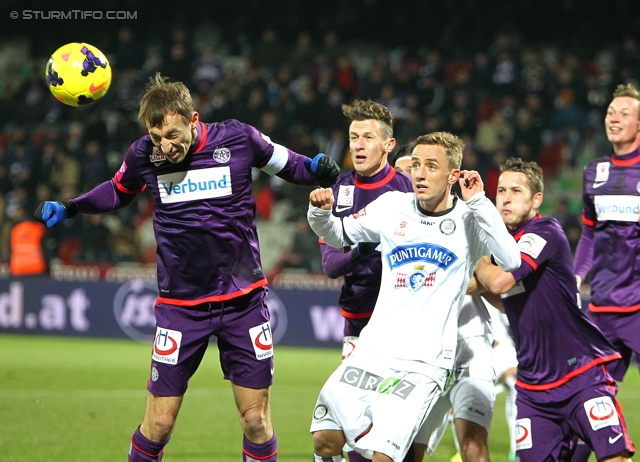 Austria Wien - Sturm Graz
Oesterreichische Fussball Bundesliga, 18. Runde, FK Austria Wien - SK Sturm Graz, Franz-Horr-Stadion Wien, 03.12.2013. 

Foto zeigt Manuel Ortlechner (Austria) und Daniel Beichler (Sturm)
Schlüsselwörter: kopfball