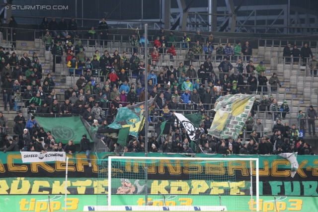 Innsbruck - Sturm Graz
Oesterreichische Fussball Bundesliga, 19. Runde,FC Wacker Innsbruck - SK Sturm Graz, Tivoli Stadion Innsbruck, 07.12.2013. 

Foto zeigt Fans von Wacker Innsbruck
