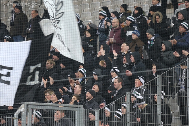 Innsbruck - Sturm Graz
Oesterreichische Fussball Bundesliga, 19. Runde,FC Wacker Innsbruck - SK Sturm Graz, Tivoli Stadion Innsbruck, 07.12.2013. 

Foto zeigt Fans von Sturm
