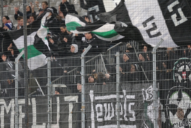 Innsbruck - Sturm Graz
Oesterreichische Fussball Bundesliga, 19. Runde,FC Wacker Innsbruck - SK Sturm Graz, Tivoli Stadion Innsbruck, 07.12.2013. 

Foto zeigt Fans von Sturm
