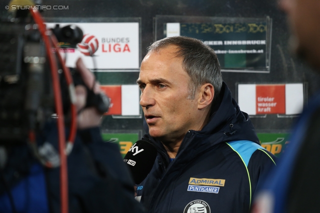 Innsbruck - Sturm Graz
Oesterreichische Fussball Bundesliga, 19. Runde,FC Wacker Innsbruck - SK Sturm Graz, Tivoli Stadion Innsbruck, 07.12.2013. 

Foto zeigt Darko Milanic (Cheftrainer Sturm) beim Interview
