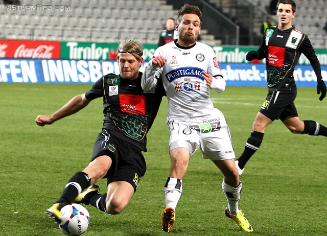 Innsbruck - Sturm Graz
Oesterreichische Fussball Bundesliga, 19. Runde,FC Wacker Innsbruck - SK Sturm Graz, Tivoli Stadion Innsbruck, 07.12.2013. 

Foto zeigt David Schloffer (Sturm)
