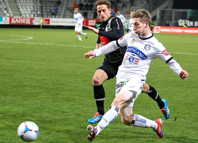 Innsbruck - Sturm Graz
Oesterreichische Fussball Bundesliga, 19. Runde,FC Wacker Innsbruck - SK Sturm Graz, Tivoli Stadion Innsbruck, 07.12.2013. 

Foto zeigt Marc Andre Schmerboeck (Sturm)
