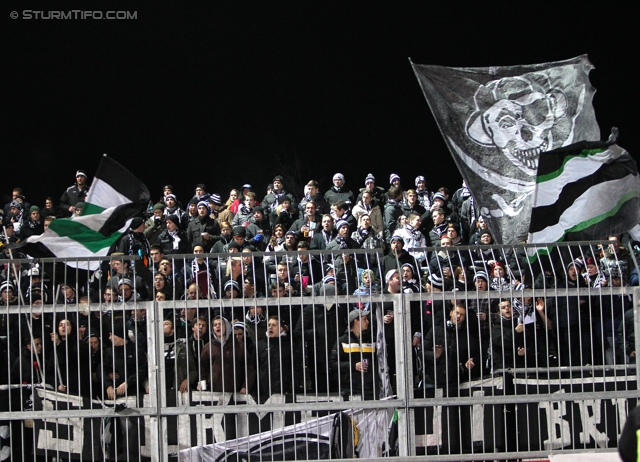 Wolfsberg - Sturm Graz
Oesterreichische Fussball Bundesliga, 16. Runde, Wolfsberger AC - SK Sturm Graz, Lavanttal-Arena Wolfsberg, 11.12.2013. 

Foto zeigt Fans von Sturm
