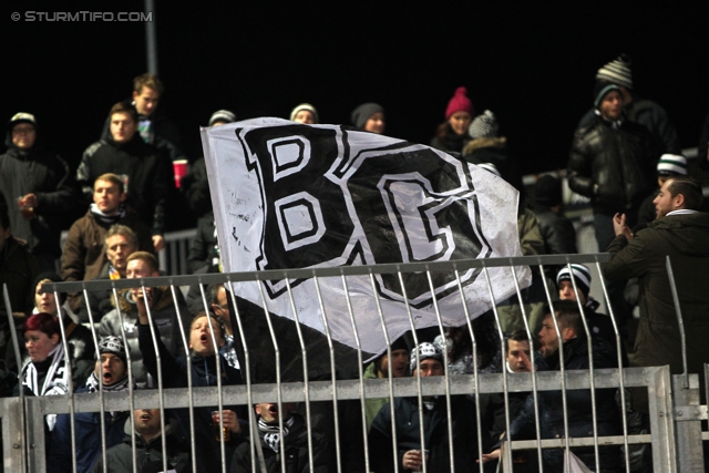 Wolfsberg - Sturm Graz
Oesterreichische Fussball Bundesliga, 16. Runde, Wolfsberger AC - SK Sturm Graz, Lavanttal-Arena Wolfsberg, 11.12.2013. 

Foto zeigt Fans von Sturm
