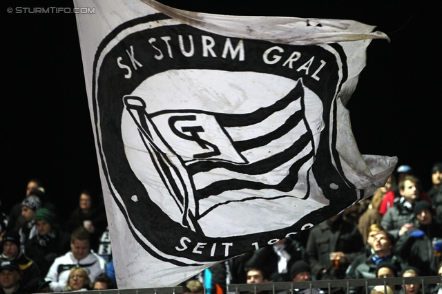 Wolfsberg - Sturm Graz
Oesterreichische Fussball Bundesliga, 16. Runde, Wolfsberger AC - SK Sturm Graz, Lavanttal-Arena Wolfsberg, 11.12.2013. 

Foto zeigt Fans von Sturm
