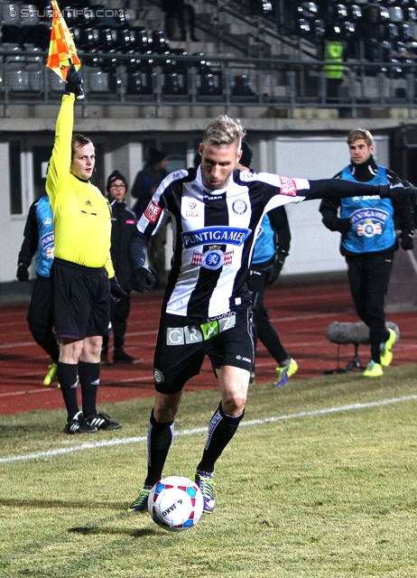 Wolfsberg - Sturm Graz
Oesterreichische Fussball Bundesliga, 16. Runde, Wolfsberger AC - SK Sturm Graz, Lavanttal-Arena Wolfsberg, 11.12.2013. 

Foto zeigt Patrick Wolf (Sturm)
