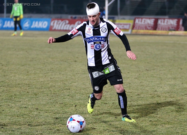 Wolfsberg - Sturm Graz
Oesterreichische Fussball Bundesliga, 16. Runde, Wolfsberger AC - SK Sturm Graz, Lavanttal-Arena Wolfsberg, 11.12.2013. 

Foto zeigt Christian Klem (Sturm)
Schlüsselwörter: verletzung