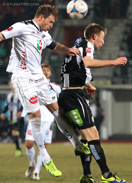 Wolfsberg - Sturm Graz
Oesterreichische Fussball Bundesliga, 16. Runde, Wolfsberger AC - SK Sturm Graz, Lavanttal-Arena Wolfsberg, 11.12.2013. 

Foto zeigt Robert Beric (Sturm)
Schlüsselwörter: kopfball