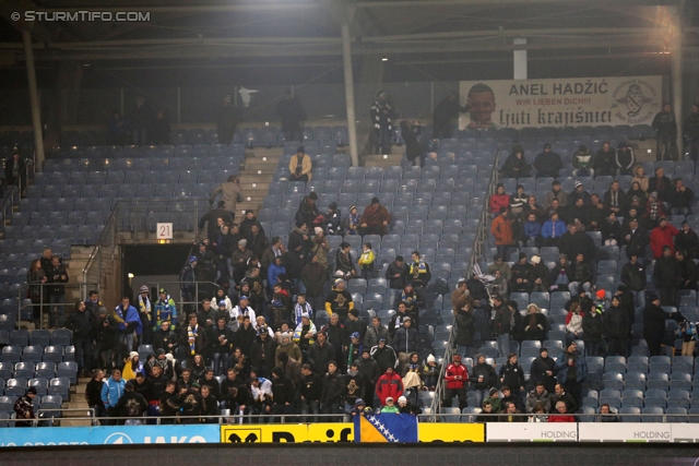 Sturm Graz - Groedig
Oesterreichische Fussball Bundesliga, 20. Runde, SK Sturm Graz - SV Groedig, Stadion Liebenau Graz, 14.12.2013. 

Foto zeigt Fans von Anel Hadzic (Sturm)
