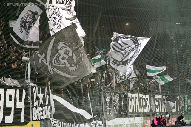 Sturm Graz - Groedig
Oesterreichische Fussball Bundesliga, 20. Runde, SK Sturm Graz - SV Groedig, Stadion Liebenau Graz, 14.12.2013. 

Foto zeigt Fans von Sturm
