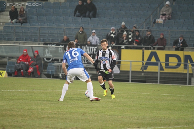 Sturm Graz - Groedig
Oesterreichische Fussball Bundesliga, 20. Runde, SK Sturm Graz - SV Groedig, Stadion Liebenau Graz, 14.12.2013. 

Foto zeigt Mario Leitgeb (Groedig)  und David Schloffer (Sturm)
