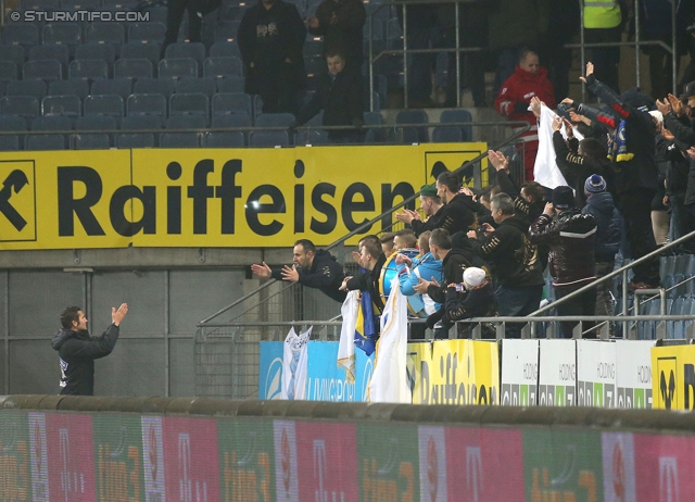 Sturm Graz - Groedig
Oesterreichische Fussball Bundesliga, 20. Runde, SK Sturm Graz - SV Groedig, Stadion Liebenau Graz, 14.12.2013. 

Foto zeigt Anel Hadzic (Sturm) und Fans
