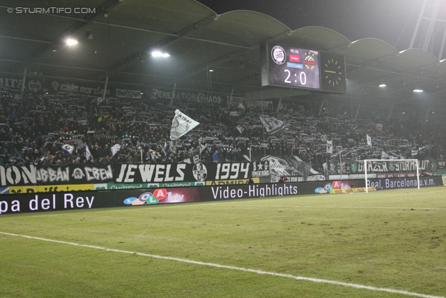 Sturm Graz - Rapid Wien
Oesterreichische Fussball Bundesliga, 21. Runde, SK Sturm Graz - SK Rapid Wien, Stadion Liebenau Graz, 18.12.2013. 

Foto zeigt Fans von Sturm
