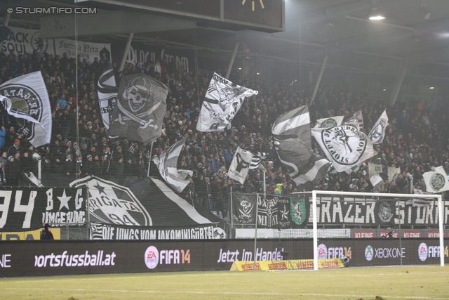 Sturm Graz - Rapid Wien
Oesterreichische Fussball Bundesliga, 21. Runde, SK Sturm Graz - SK Rapid Wien, Stadion Liebenau Graz, 18.12.2013. 

Foto zeigt Fans von Sturm
