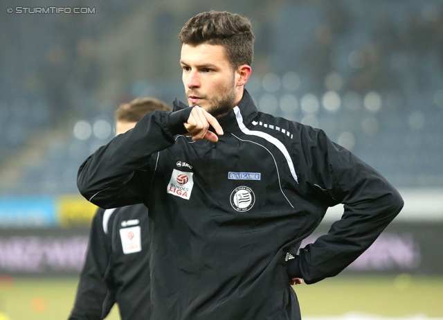 Sturm Graz - Rapid Wien
Oesterreichische Fussball Bundesliga, 21. Runde, SK Sturm Graz - SK Rapid Wien, Stadion Liebenau Graz, 18.12.2013. 

Foto zeigt Marco Djuricin (Sturm)
Schlüsselwörter: nachdenklich