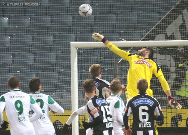 Sturm Graz - Rapid Wien
Oesterreichische Fussball Bundesliga, 21. Runde, SK Sturm Graz - SK Rapid Wien, Stadion Liebenau Graz, 18.12.2013. 

Foto zeigt Terrence Boyd (Rapid), Branko Boskovic (Rapid), Michael Madl (Sturm), Robert Beric (Sturm), Jan Novota (Rapid) und Manuel Weber (Sturm)
