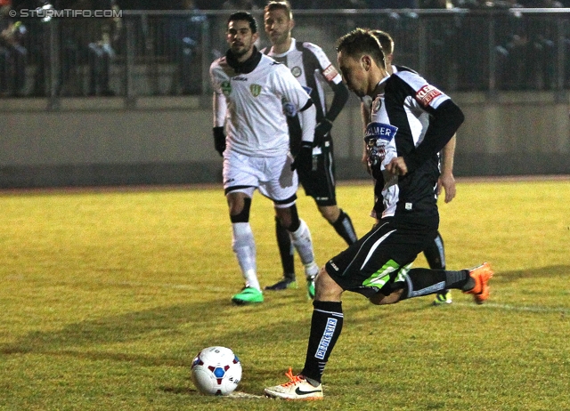 Sturm Graz - Haladas Szombathely
Testspiel,  SK Sturm Graz - Haladas Szombathely, Trainingszentrum Messendorf, 15.01.2014. 

Foto zeigt Daniel Beichler (Sturm)
Schlüsselwörter: elfmeter tor