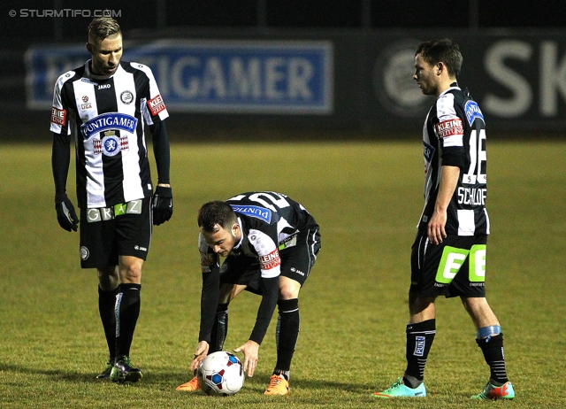 Sturm Graz - Haladas Szombathely
Testspiel,  SK Sturm Graz - Haladas Szombathely, Trainingszentrum Messendorf, 15.01.2014. 

Foto zeigt Patrick Wolf (Sturm), Christian Klem (Sturm) und David Schloffer (Sturm)
