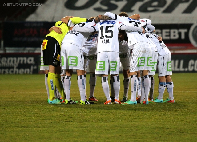 Admira Wacker - Sturm Graz
Oesterreichische Fussball Bundesliga, 22. Runde, FC Admira Wacker - SK Sturm Graz, Stadion Suedstadt Maria Enzersdorf, 08.02.2014. 

Foto zeigt die Mannschaft von Sturm
