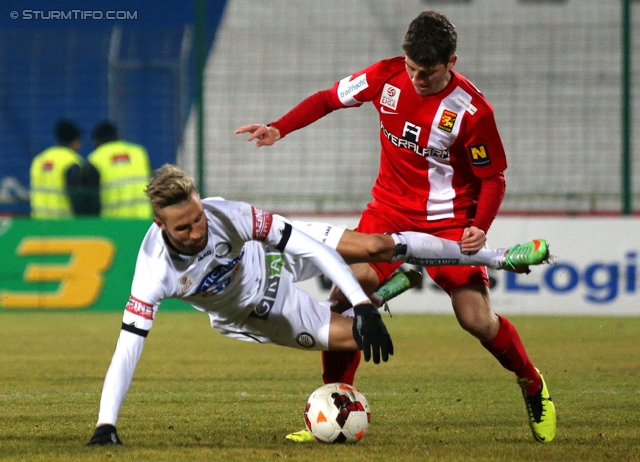 Admira Wacker - Sturm Graz
Oesterreichische Fussball Bundesliga, 22. Runde, FC Admira Wacker - SK Sturm Graz, Stadion Suedstadt Maria Enzersdorf, 08.02.2014. 

Foto zeigt Patrick Wolf (Sturm)
Schlüsselwörter: foul