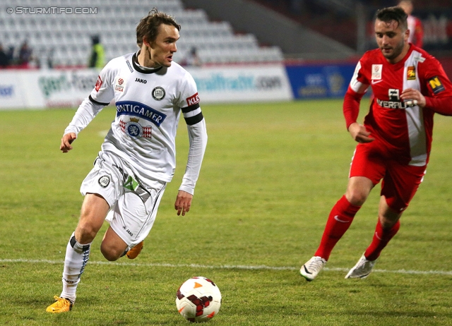 Admira Wacker - Sturm Graz
Oesterreichische Fussball Bundesliga, 22. Runde, FC Admira Wacker - SK Sturm Graz, Stadion Suedstadt Maria Enzersdorf, 08.02.2014. 

Foto zeigt Andreas Hoelzl (Sturm)
