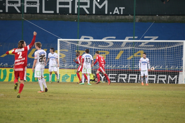 Admira Wacker - Sturm Graz
Oesterreichische Fussball Bundesliga, 22. Runde, FC Admira Wacker - SK Sturm Graz, Stadion Suedstadt Maria Enzersdorf, 08.02.2014. 

Foto zeigt Richard Windbichler (Admira), Robert Beric (Sturm), Wilfried Domoraud (Admira), Anel Hadzic (Sturm), Stephan Zwierschitz (Admira) und Christian Klem (Sturm)
Schlüsselwörter: tor