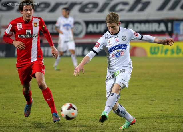 Admira Wacker - Sturm Graz
Oesterreichische Fussball Bundesliga, 22. Runde, FC Admira Wacker - SK Sturm Graz, Stadion Suedstadt Maria Enzersdorf, 08.02.2014. 

Foto zeigt Florian Kainz (Sturm)
