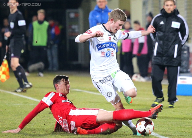 Admira Wacker - Sturm Graz
Oesterreichische Fussball Bundesliga, 22. Runde, FC Admira Wacker - SK Sturm Graz, Stadion Suedstadt Maria Enzersdorf, 08.02.2014. 

Foto zeigt Florian Kainz (Sturm)
