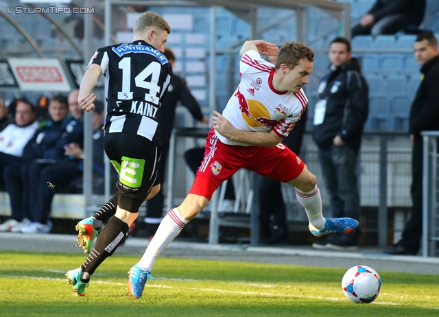 Sturm Graz - Salzburg
Oesterreichische Fussball Bundesliga, 23. Runde, SK Sturm Graz -  FC RB Salzburg, Stadion Liebenau Graz, 15.02.2014. 

Foto zeigt Florian Kainz (Sturm)
