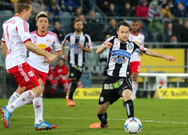 Sturm Graz - Salzburg
Oesterreichische Fussball Bundesliga, 23. Runde, SK Sturm Graz -  FC RB Salzburg, Stadion Liebenau Graz, 15.02.2014. 

Foto zeigt Christian Schwegler (Salzburg) und Christian Klem (Sturm)
