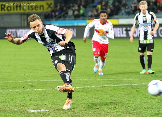 Sturm Graz - Salzburg
Oesterreichische Fussball Bundesliga, 23. Runde, SK Sturm Graz -  FC RB Salzburg, Stadion Liebenau Graz, 15.02.2014. 

Foto zeigt Daniel Beichler (Sturm)
Schlüsselwörter: elfmeter