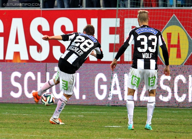 Ried - Sturm Graz
Oesterreichische Fussball Bundesliga, 24. Runde, SV Ried - SK Sturm Graz, Arena Ried, 22.02.2014. 

Foto zeigt Daniel Beichler (Sturm) und Patrick Wolf (Sturm)
Schlüsselwörter: tor