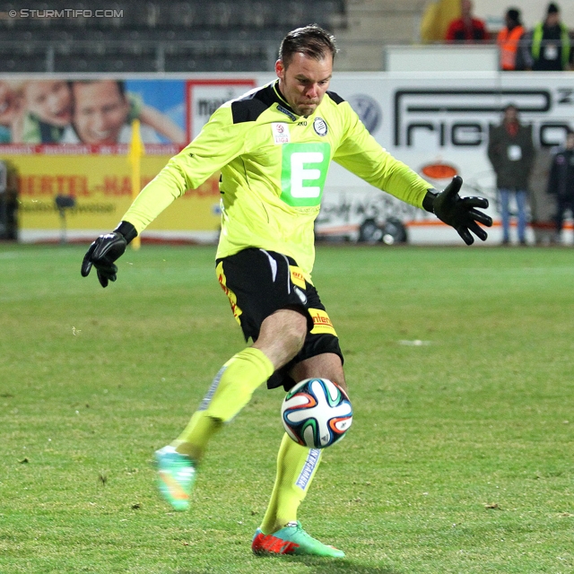 Ried - Sturm Graz
Oesterreichische Fussball Bundesliga, 24. Runde, SV Ried - SK Sturm Graz, Arena Ried, 22.02.2014. 

Foto zeigt Benedikt Pliquett (Sturm)
