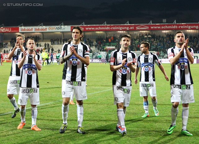 Ried - Sturm Graz
Oesterreichische Fussball Bundesliga, 24. Runde, SV Ried - SK Sturm Graz, Arena Ried, 22.02.2014. 

Foto zeigt die Mannschaft von Sturm
