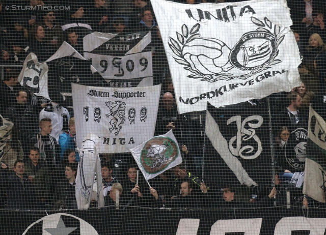 Sturm Graz - Wolfsberg
Oesterreichische Fussball Bundesliga, 25. Runde, SK Sturm Graz -  Wolfsberger AC, Stadion Liebenau Graz, 01.03.2014. 

Foto zeigt Fans von Sturm
