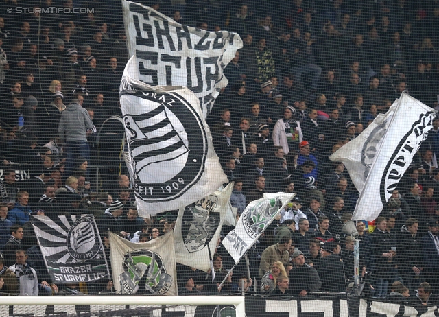 Sturm Graz - Wolfsberg
Oesterreichische Fussball Bundesliga, 25. Runde, SK Sturm Graz -  Wolfsberger AC, Stadion Liebenau Graz, 01.03.2014. 

Foto zeigt Fans von Sturm
