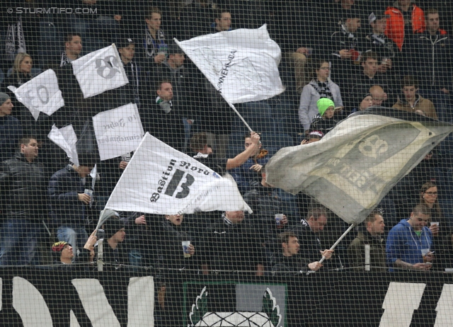 Sturm Graz - Wolfsberg
Oesterreichische Fussball Bundesliga, 25. Runde, SK Sturm Graz -  Wolfsberger AC, Stadion Liebenau Graz, 01.03.2014. 

Foto zeigt Fans von Sturm
