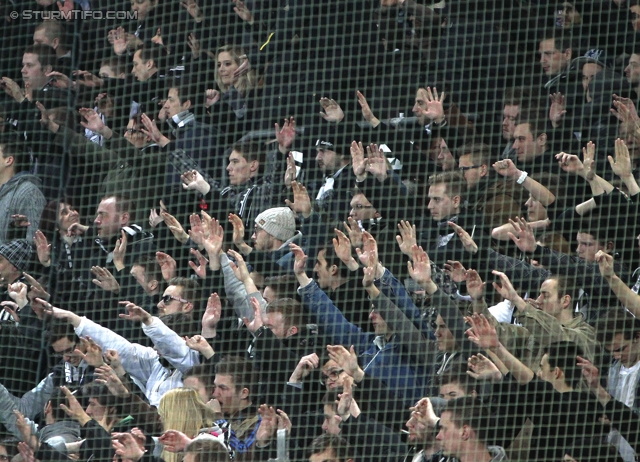 Sturm Graz - Wolfsberg
Oesterreichische Fussball Bundesliga, 25. Runde, SK Sturm Graz -  Wolfsberger AC, Stadion Liebenau Graz, 01.03.2014. 

Foto zeigt Fans von Sturm
