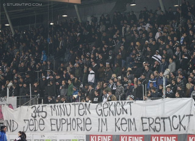 Sturm Graz - Wolfsberg
Oesterreichische Fussball Bundesliga, 25. Runde, SK Sturm Graz -  Wolfsberger AC, Stadion Liebenau Graz, 01.03.2014. 

Foto zeigt Fans von Sturm mit einem Spruchband
Schlüsselwörter: protest