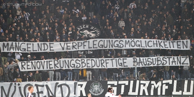 Sturm Graz - Wolfsberg
Oesterreichische Fussball Bundesliga, 25. Runde, SK Sturm Graz -  Wolfsberger AC, Stadion Liebenau Graz, 01.03.2014. 

Foto zeigt Fans von Sturm mit einem Spruchband
Schlüsselwörter: protest